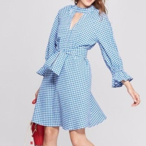 Dresses & Skirts - Main Street Blue Gingham Blouson Sleeve  Dress
